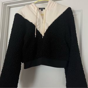 For Love &Lemons Cropped Hooded Sherpa